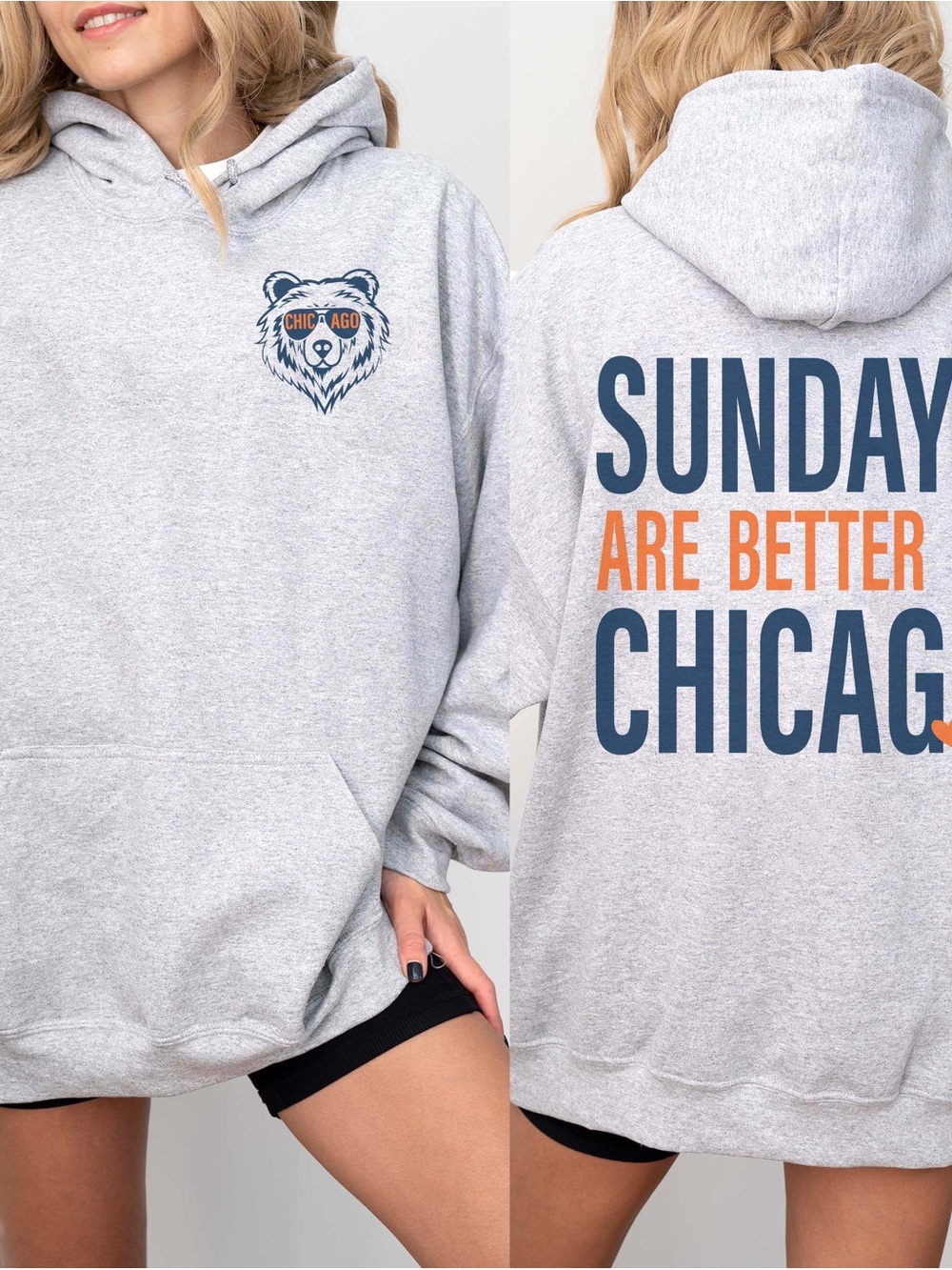 Chicago Bears Graphic Hoodie - Light Gray